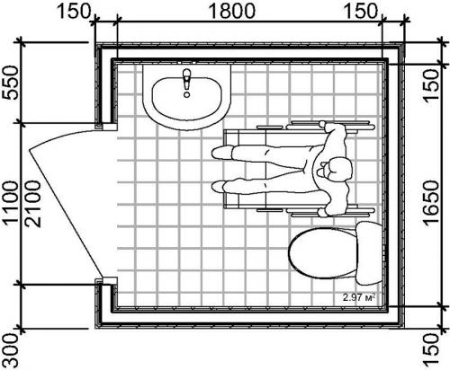 Размеры санузла в частном доме. Стандартный размер туалета для людей с ограниченными возможностями