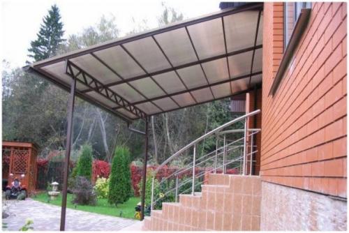 Навес из поликарбоната на крыльцо. Делаем своими руками навес-козырек над крыльцом из поликарбоната — чертежи и фото