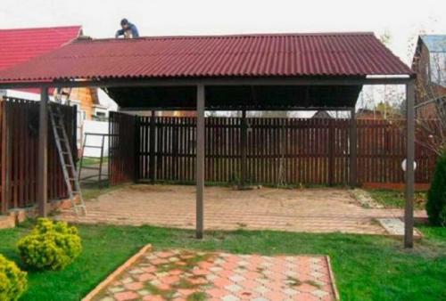 Навес для машины из поликарбоната односкатный. Разновидности навесов