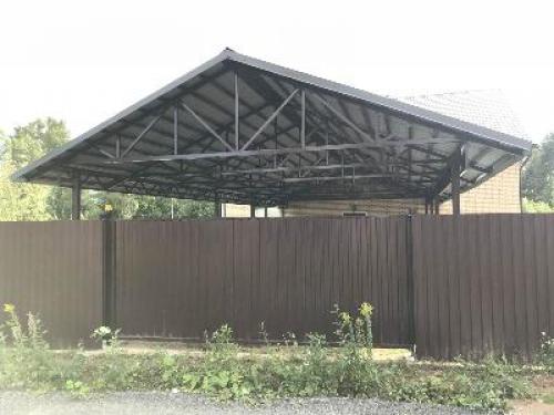 Навес для машины из поликарбоната односкатный. Разновидности навесов 15