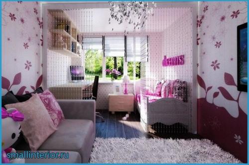 Дизайн детской комнаты для девочке 8 лет. Цвет обоев