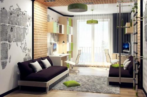 Дизайн детской комнаты для двоих детей (разнополых). Территория пополам