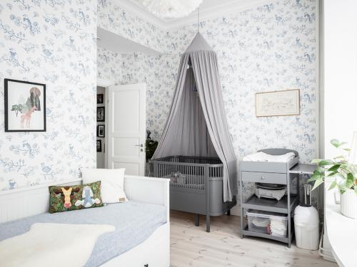 Современная детская комната в скандинавском стиле для девочки. Выбираем покрытие для стен 08