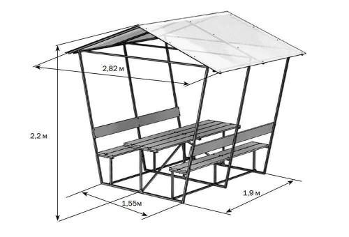 Беседка из профильной трубы. Самодельная беседка из профильной трубы — пошаговая инструкция, чертежи, схемы