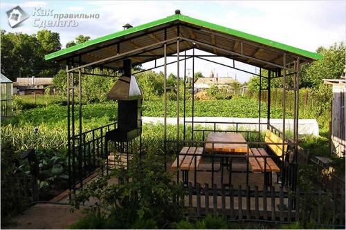 Как установить крышу на беседку из профильной трубы