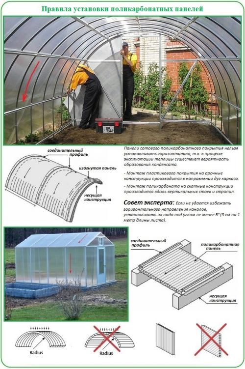 Как правильно монтировать поликарбонатные панели на каркас теплицы. Учет характеристик материала