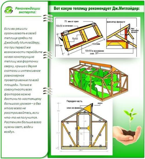 Чертеж теплицы по Митлайдеру из профильной трубы. Теплица по Митлайдеру своими руками